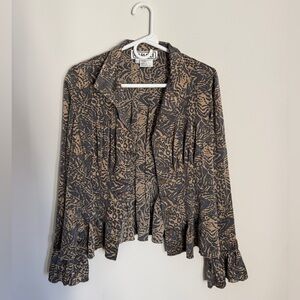 Carlisle Black and Tan Patterned Blouse